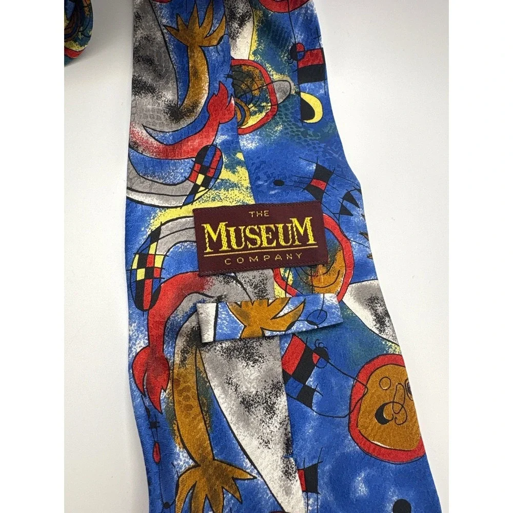 The Museum Company Miro Art Print Silk Tie Blue Abstract Surrealist Italy Mens